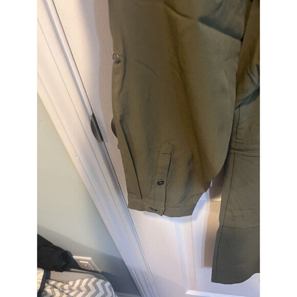 Orvis XL Army Green Button Down Utility Drawstring Waist Short Dress Zip Pockets - Picture 11 of 13